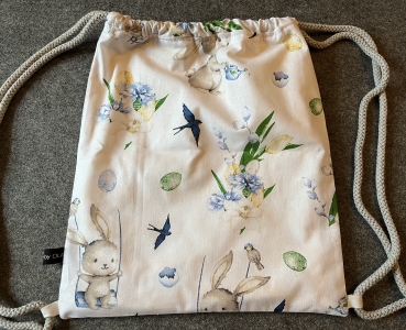RUCKSACK, Turnbeutel für Kinder (Hasi 1 - Kordel grau)